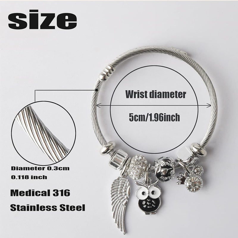 DS Charm Bracelets for girls,exquisite cute cartoon friendship bracelets Silver Stainless Steel Bangle with birthday Gift box, Adjustable girls jewelry Suitable for holiday gifts - Image 2